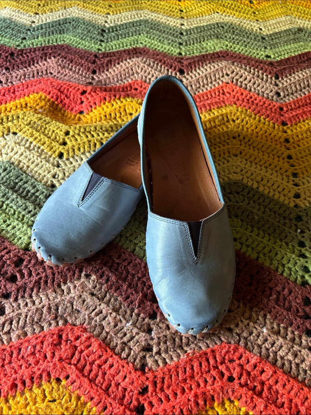Spring Step Powder Blue Leather Slip-On Flats